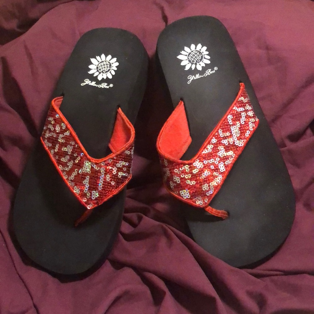 Yellow Box flip flops